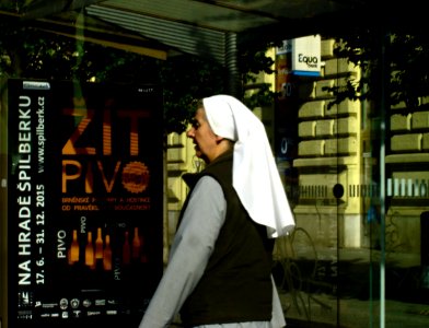 Nun at Beer Advertisement