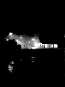 Look from the Lužánky Park to Lidická st. B&W