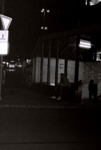 Canon EOS30 - Man Sitting in front of Underpass