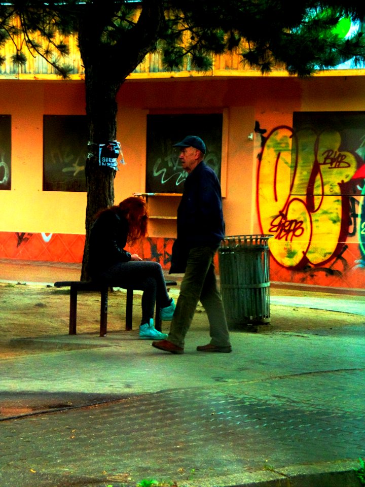 Tram Stop Study in Vivid Colours