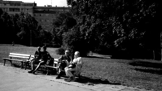 Kiev 4 + Jupiter-12 35/2,8 - At Benches on Moravian Square