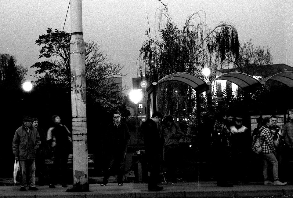 Ricoh TLS 401 with Helios 44-2 - Bus Stop at Dusk