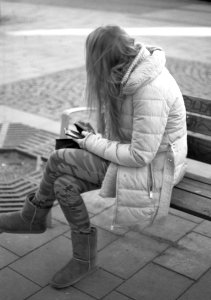 Canon EOS 30 + Ortho 25 film - Girl with a Phone