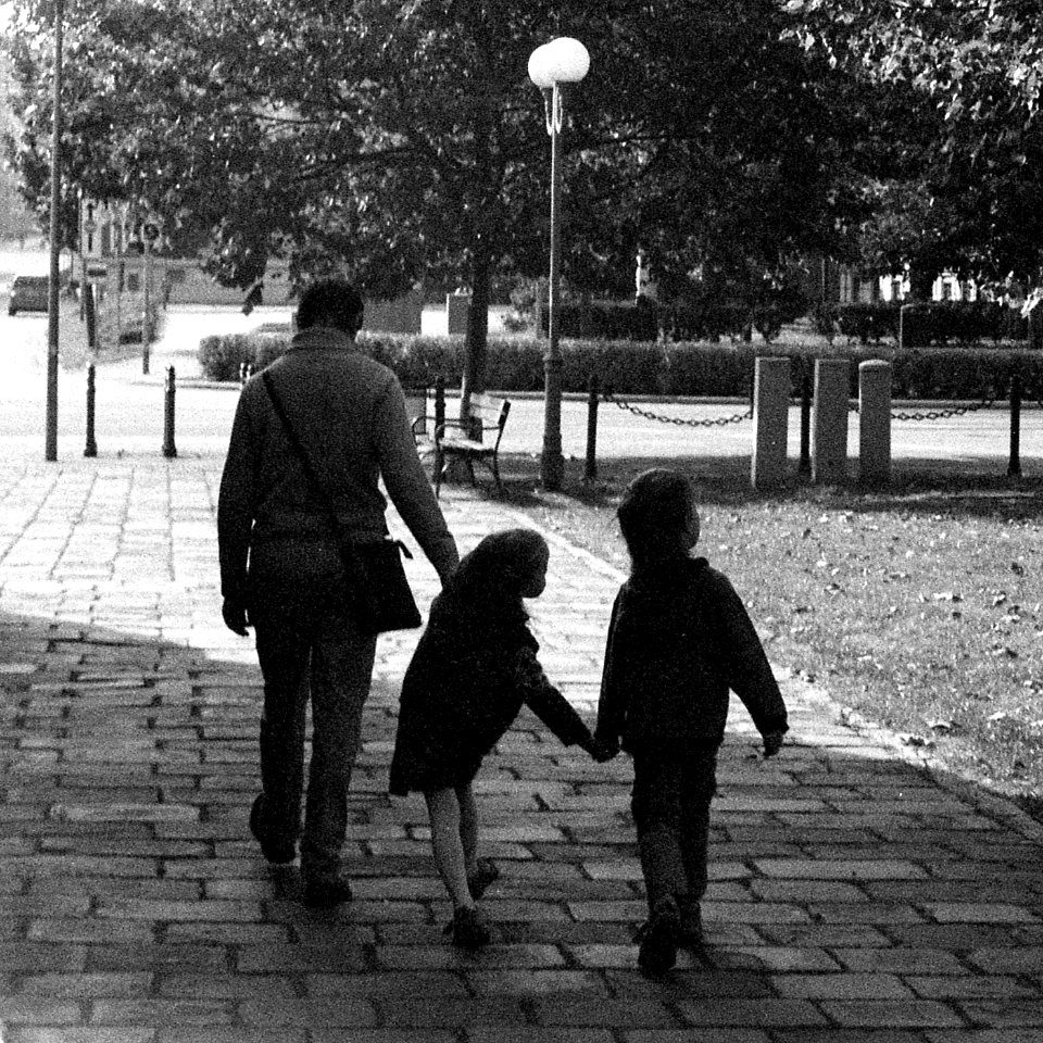 Olympus Mju II - Father Dragging Children to the Church :-)