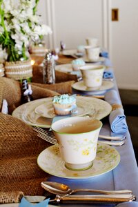 Traditional place setting table scape photo