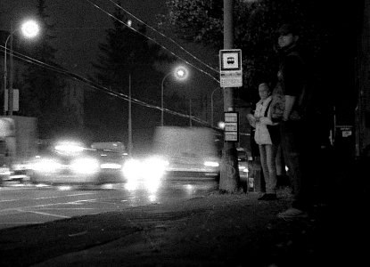 Ricoh TLS 401 with Helios 44-2 - Night Bus Stop