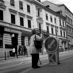 Smena Symbol - Old Lady at Tram Stop photo