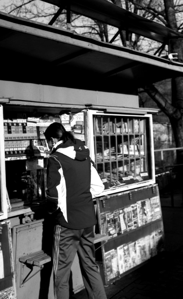 Kiev 4 + Helios 103 - Woman at the Tobacconist!s