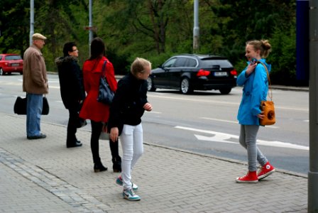 Sony Alpha A230 with Helios-44-2 - Tram Stop Scene with Girls