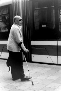Man at the Tram Stop photo