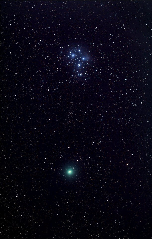 Comet 46/P Wirtanen and the Pleiades on 12-16-18