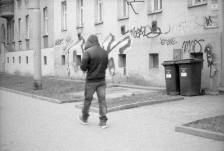 Praktica BC1 - Hooded Man on a Street photo