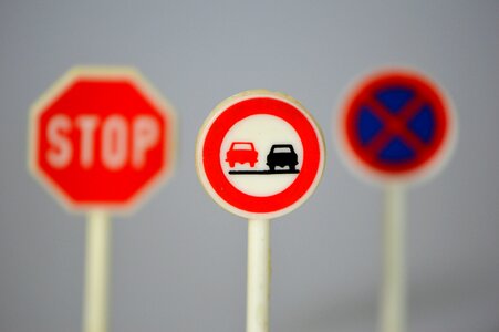 Stop road sign overtaking photo