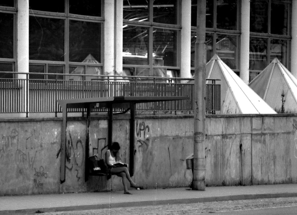 Kiev 4 + Jupiter-11 135/4 - Bus Stop in Incoming Night