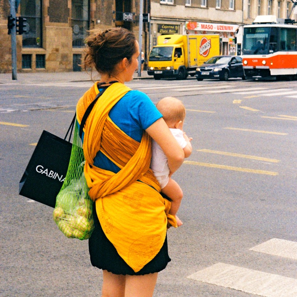 Kiev 4 + Helios-103 - Mother with Child at Crosswalk