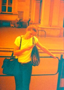 Praktica BC1 - Redscale - Woman with a Phone photo