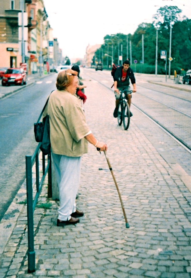 Sokol 2 - Cyclist on Tram Stop