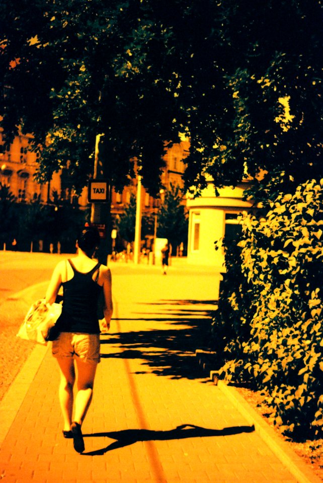 Praktica BC1 - Redscaled and Cross Processed - Woman on  Moravian Square
