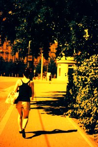 Praktica BC1 - Redscaled and Cross Processed - Woman on Moravian Square photo