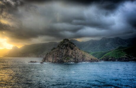 South pacific storm clouds sunset photo