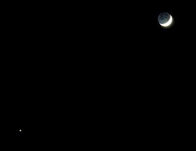 Waxing Crescent Moon and Venus photo