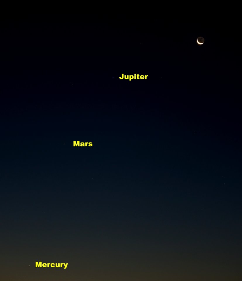 Crescent Moon and a Planetary Trio