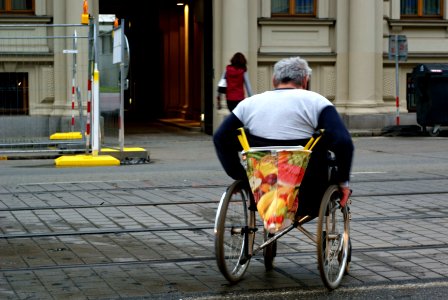 Sony Alpha A230 with Helios-44-2 - Man on Wheelchair Crossing the Road