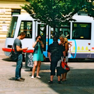 Praktica MTL 5 +  Helios 44-2 2/58 - Photographer in Group of People on Joštova Street