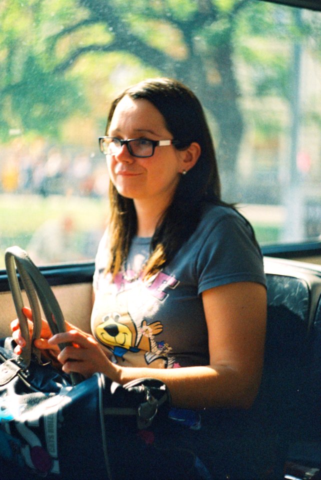 Praktica MTL 5 +  Helios 44-2 2/58 - Young Woman in a Bus