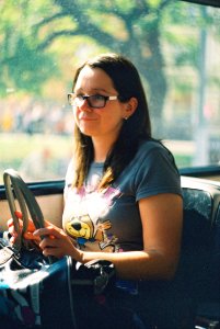 Praktica MTL 5 +  Helios 44-2 2/58 - Young Woman in a Bus
