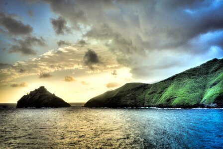 South pacific storm clouds sunset