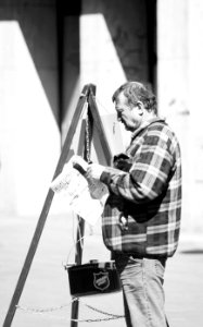 Praktica MTL 5 + Pentacon Electric 4/200 MC - Salvation Army Member (B&W)