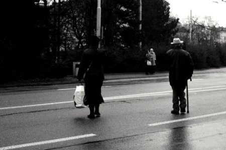 Elderly Couple Crossing a Street photo