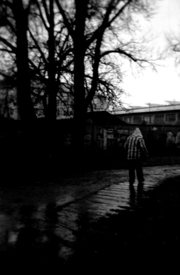 Holga 120FN - Man Walking in the Rain