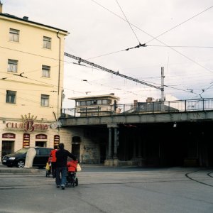Lubitel 2 - People with Baby Carriages Crossing the Street