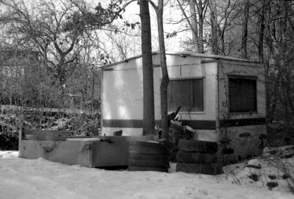 Ricoh TLS 401 with Helios 44-2 - Small Caravan in the Wood