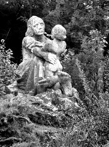 Kiev 4 + Jupiter-8M 53/2 - Statue of Mother with Child in Bohunice Hospital 1