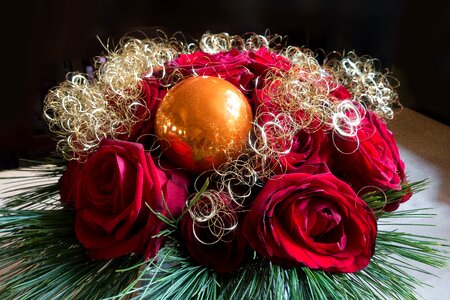 Gold red christmas ornament