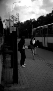 Kiev 4 + Jupiter-12 35/2,8 - Dramatic Tram Stop Scene 2 photo