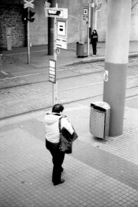 Praktica BX20 - Woman at Tram Stop Pisárky photo