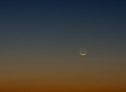 Comet PANSTARRS and 2% illuminated Waxing Crescent Moon - March 12th, 2013