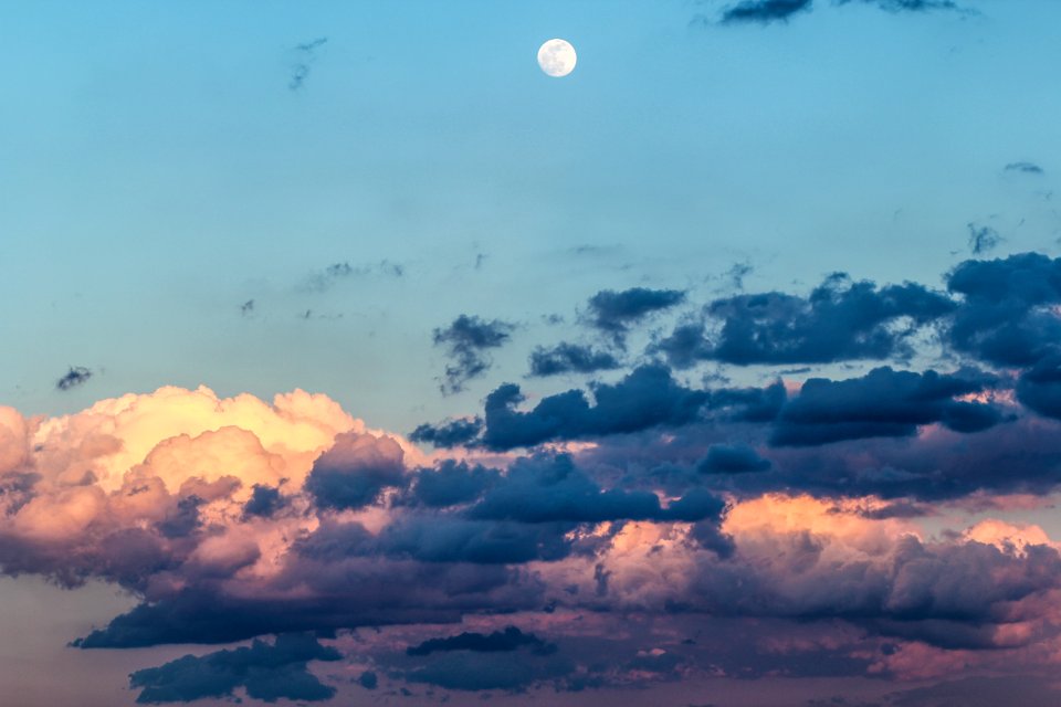 Late Afternoon Moon and Clouds