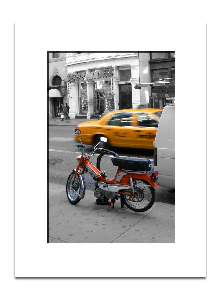 New york moped yellow cab photo