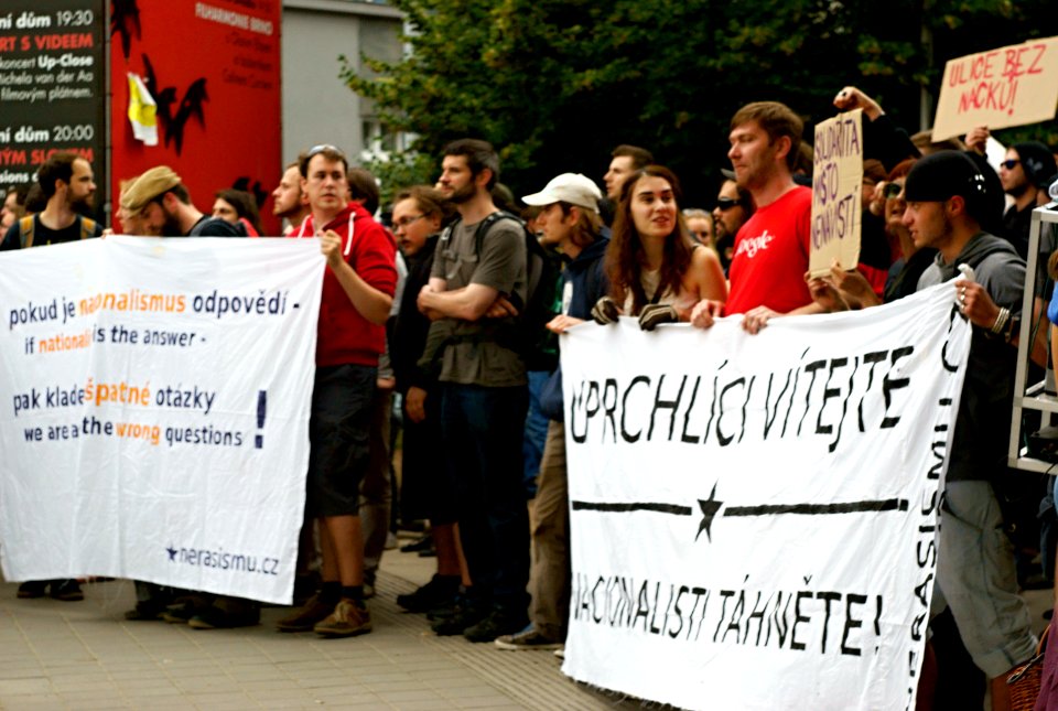 Sony Alpha A230 with Helios-44-2 - Antifascist and Pro-Refugee Demonstartion in Brno