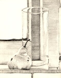 Glass pear drawing photo