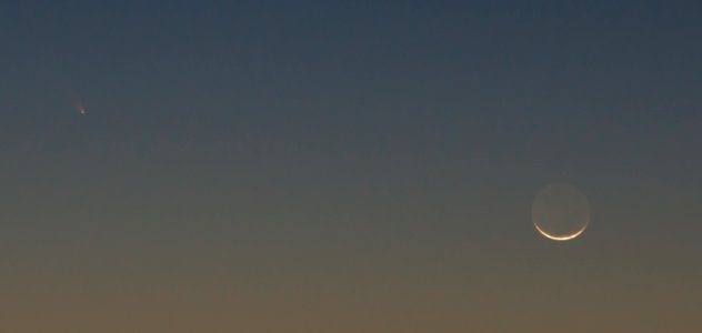 Comet PANSTARRS and 2% illuminated Waxing Crescent Moon - March 12th, 2013