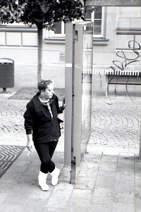 Minolta Hi-Matic G - Woman at Tram Stop