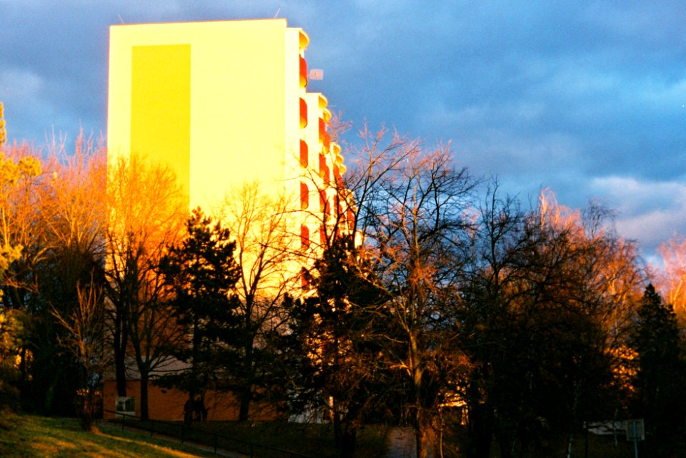 Praktica FX 3 + Edixa-Iscotar - Housing Estate Lesná at Sunset 1
