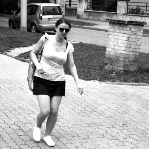 Kiev 4 + Jupiter-8M 53/2 - Girl in a Hurry