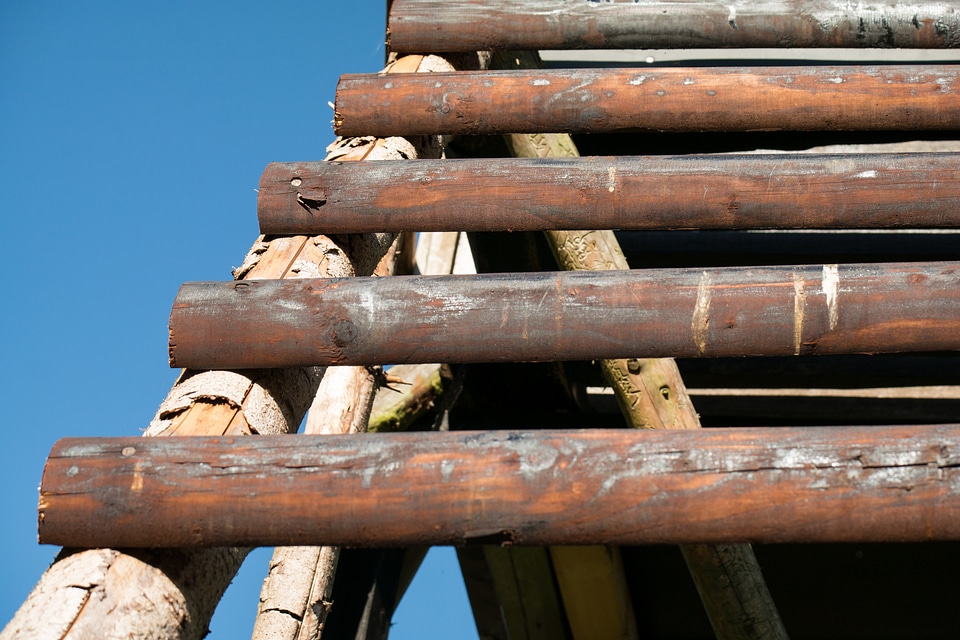 Wooden ladder staircase bar